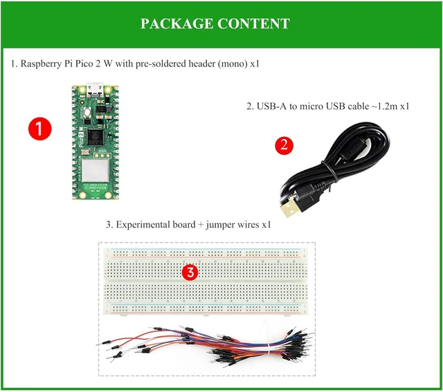 Alt view image 2 of 7 - Pico 2 W Starter Kit with Pico 2 W with Pre-Soldered Header and Experimental Boa
