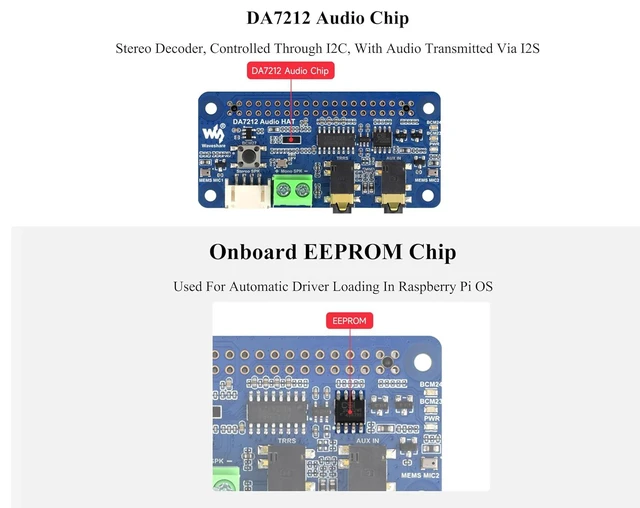 Alt view image 5 of 7 - DA7212 I2S Audio Board with 8 5W Speaker, Compatible with Raspberry Pi 5/ 4B/3B