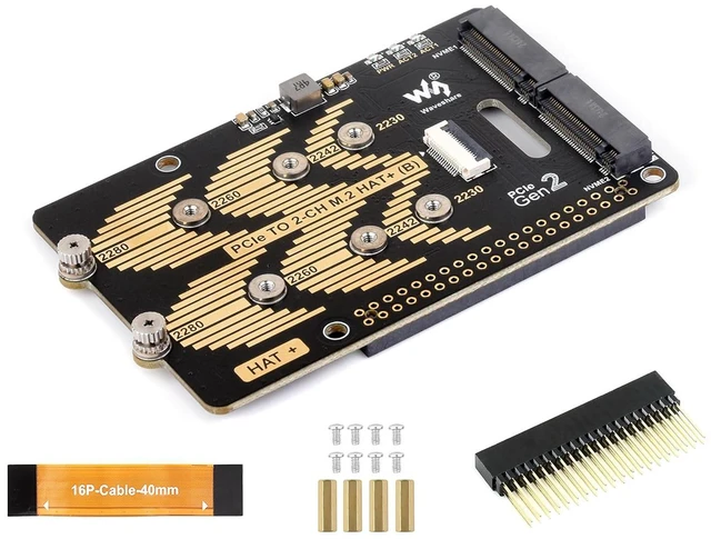 Main image of PCIe to 2-CH M.2 Adapter Compatible with Raspberry Pi 5, Support 2280/2260 / 224