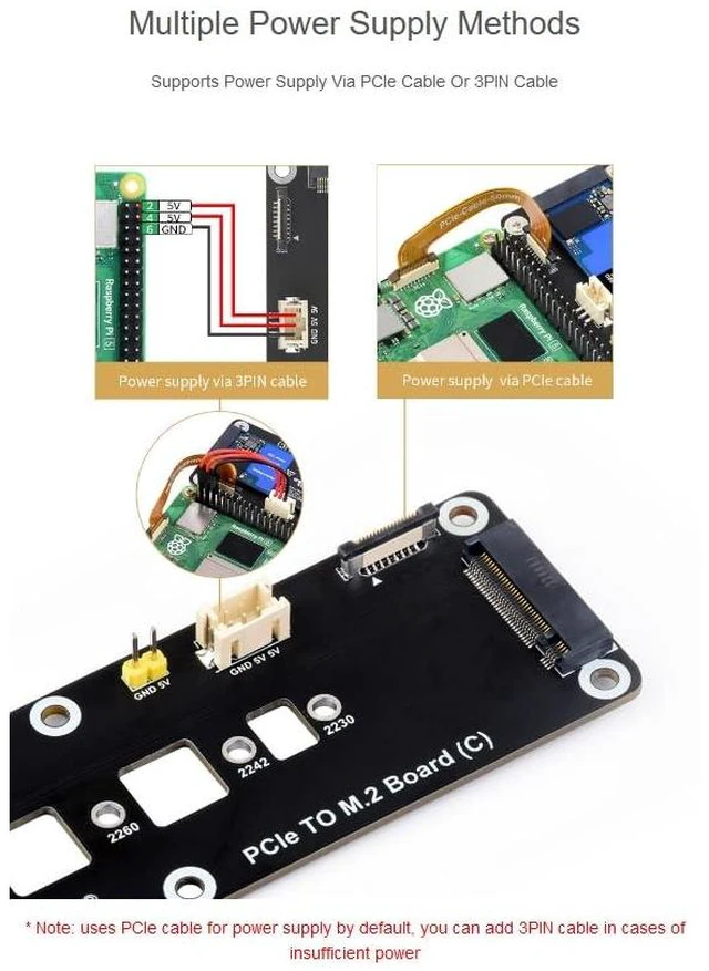 Alt view image 5 of 7 - PCIe to M.2 Adapter Board for Raspberry Pi 5, Support NVMe Protocol Compatible w