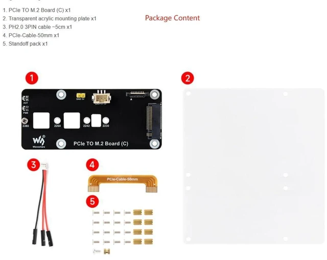 Alt view image 7 of 7 - PCIe to M.2 Adapter Board for Raspberry Pi 5, Support NVMe Protocol Compatible w