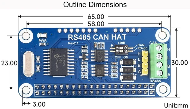 Alt view image 7 of 7 - for Raspberry Pi,RS485 CAN HAT for Pi 4B/3B+/3B/2B/B+/A+/Zero/Zero W/WH/ 2W/2WH,