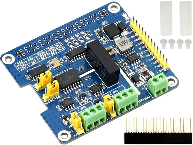 Main image of 2-Channel Isolated CAN FD Expansion HAT for Raspberry Pi 4B/3B+/3B/2B/Raspberry
