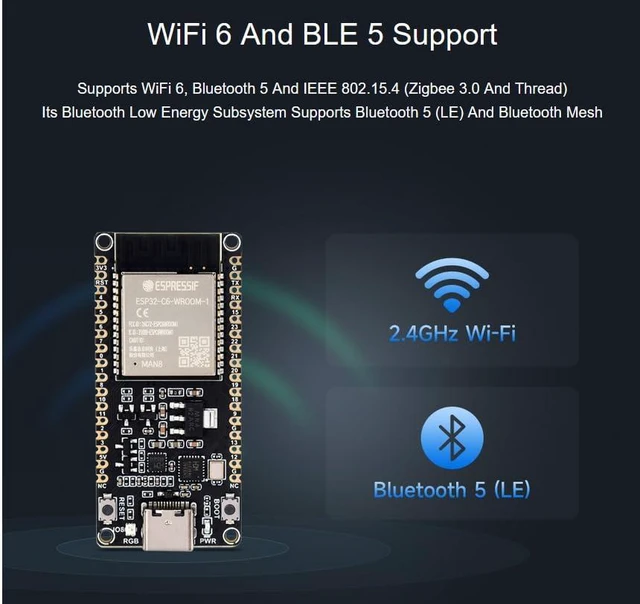 Alt view image 7 of 7 - ESP32-C6 Microcontroller W-i-F-i Development Board Adopts ESP32-C6-WROOM-1-N8 Mo