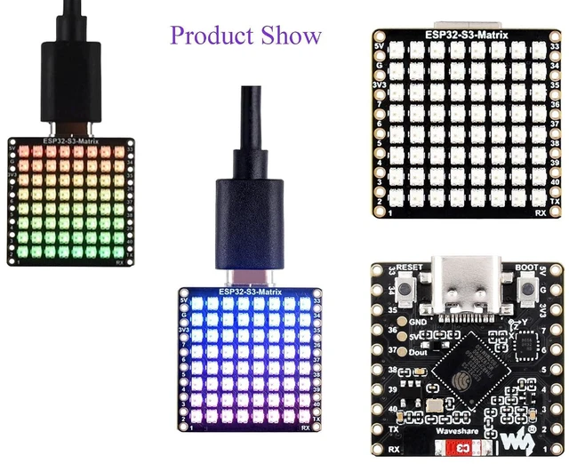 Alt view image 2 of 7 - ESP32-S3 Development Board Onboard 8×8 RGB LED Matrix and QMI8658C Attitude Sens