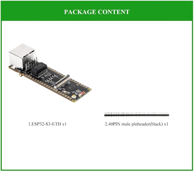 Alt view image 2 of 7 - ESP32-S3 Ethernet Development Board, 10/100Mbps RJ45 Ethernet Port, Support W-i-
