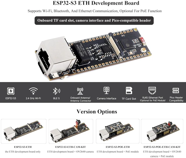 Alt view image 3 of 7 - ESP32-S3 Ethernet Development Board, 10/100Mbps RJ45 Ethernet Port, Support W-i-