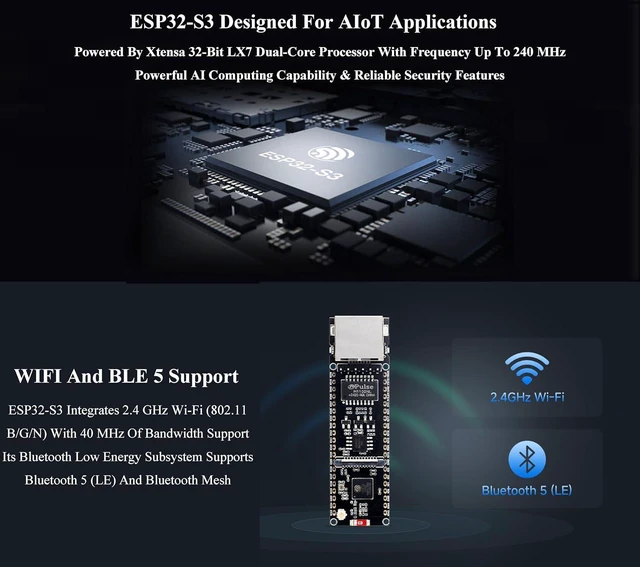 Alt view image 5 of 7 - ESP32-S3 Ethernet Development Board, 10/100Mbps RJ45 Ethernet Port, Support W-i-