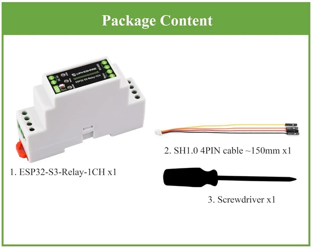 Alt view image 2 of 7 - Industrial 1-Channel ESP32-S3 WiFi Relay Module, Supports WiFi/Bluetooth / RS485