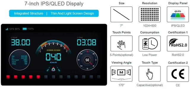 Alt view image 2 of 7 - for Raspberry Pi/Jetson Nano/Windows/PC, 7inch IPS Capacitive Touch Display 1024