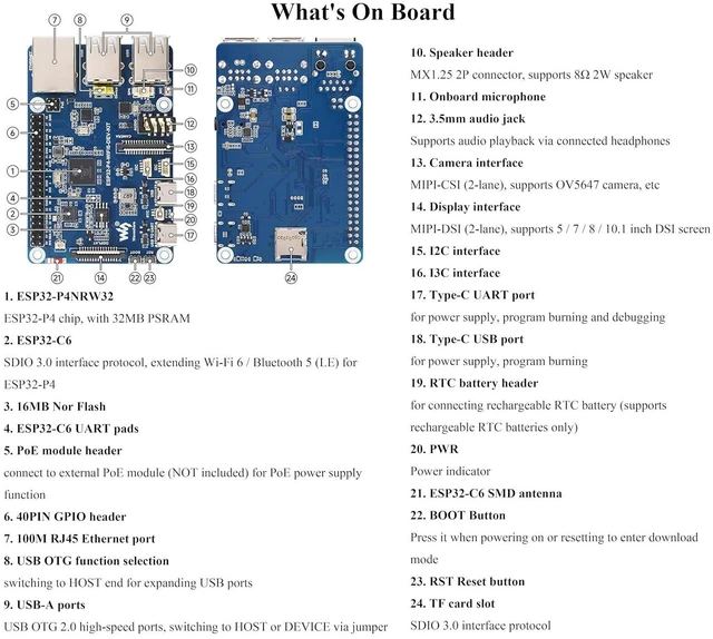 Alt view image 4 of 7 - AI ESP32-P4-WIFI6-DEV-KIT Dev Board, Based On ESP32-P4 and ESP32-C6, Supports Wi
