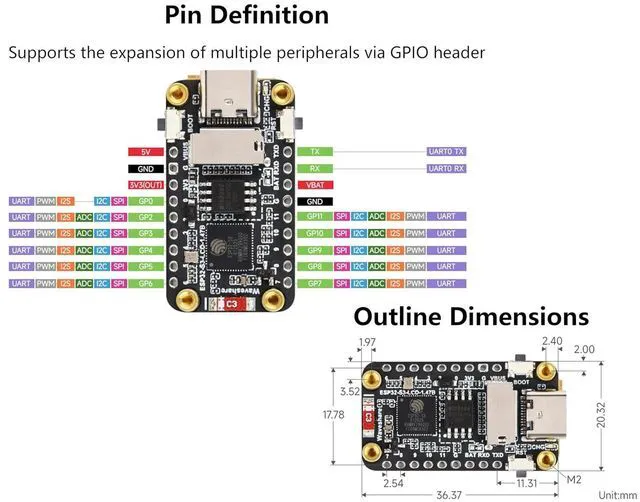 Alt view image 6 of 7 - (2PCS) ESP32-S3 1.47inch LCD Display Development Board, 172 x 320 Pixels, 262K D
