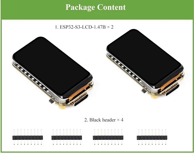 Alt view image 7 of 7 - (2PCS) ESP32-S3 1.47inch LCD Display Development Board, 172 x 320 Pixels, 262K D