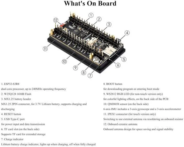 Alt view image 6 of 7 - ESP32-S3 with 1.9inch Display Development Board 170 x 320, 262K Color, 32-bit LX