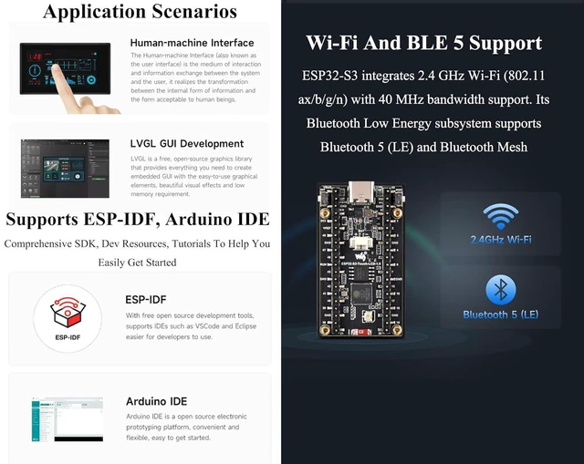 Alt view image 5 of 7 - ESP32-S3 with 1.9inch Display Development Board 170 x 320, 262K Color, 32-bit LX