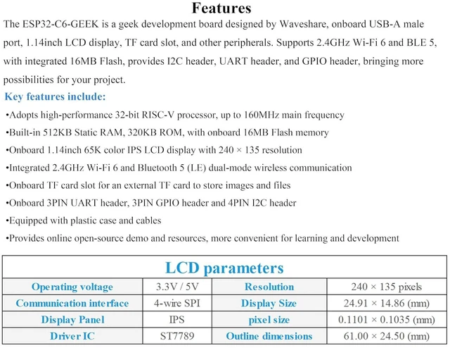 Alt view image 3 of 7 - ESP32-C6 Geek Development Board, Supports Wi-Fi 6, Bluetooth 5 and IEEE 802.15.4
