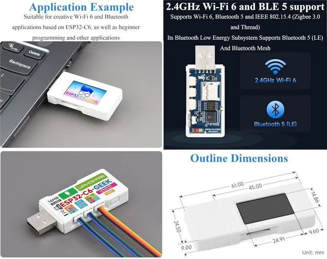 Alt view image 5 of 7 - ESP32-C6 Geek Development Board, Supports Wi-Fi 6, Bluetooth 5 and IEEE 802.15.4