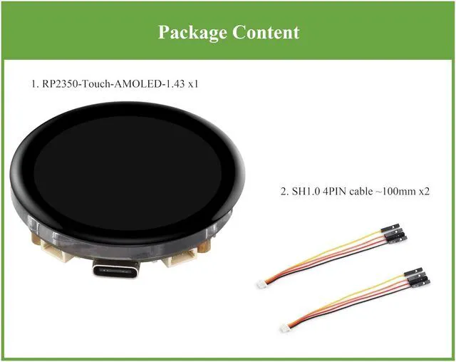 Alt view image 7 of 7 - RP2350 1.43inch AMOLED Touch Display Development Board, 466x466, SPI Interface R