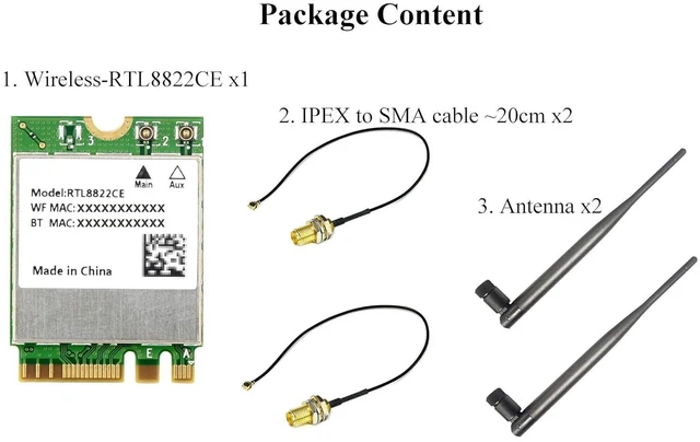 Alt view image 2 of 7 - RTL8822CE Wire-less NIC RTL8822CE Wire-less Card, 2.4G/5GHz Dual-Band W-i-F-i 5,