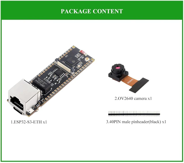 Alt view image 2 of 7 - ESP32-S3 Ethernet Development Board, 10/100Mbps RJ45 ETH Port Support W-i-Fi & B