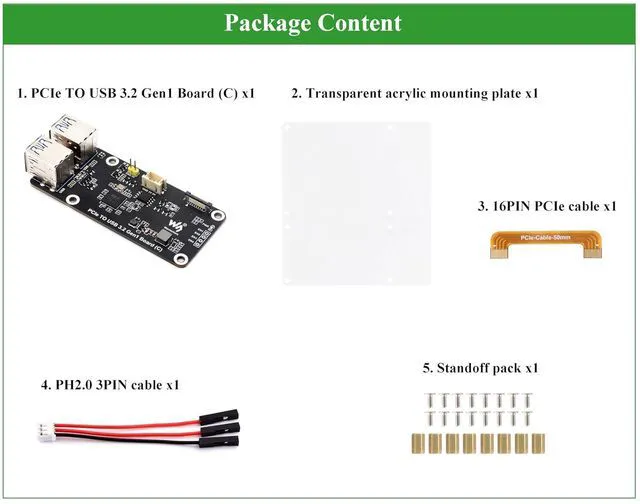 Alt view image 2 of 7 - PCIe to 4-CH USB3.2 Gen1 Board for Raspberry Pi 5, PCIe to USB Adapter Up to 5Gb