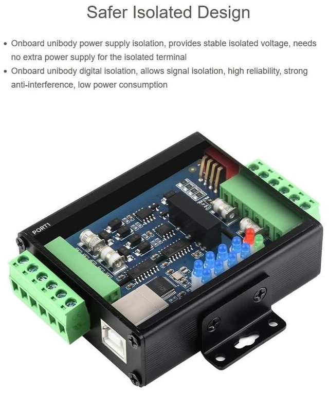 Alt view image 2 of 7 - Industrial Isolated USB to 4-Ch RS485 Converter with CH344L Chip, Multi Protecti