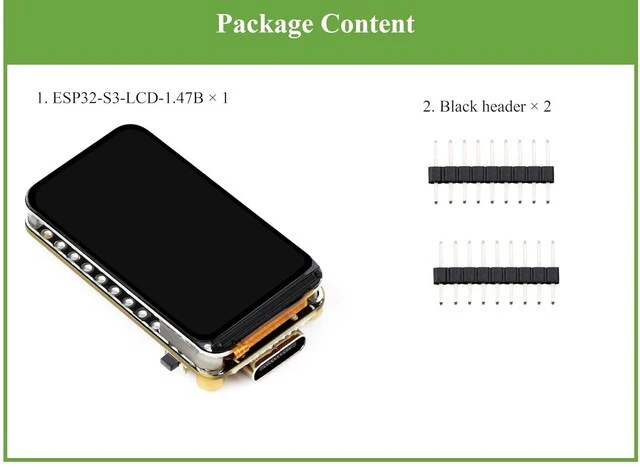 Alt view image 7 of 7 - ESP32-S3 1.47inch LCD Display Development Board, 172 x 320 Resolution, 262K Disp