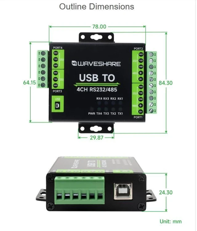 Alt view image 7 of 7 - Industrial Isolated USB to RS232/RS485 Converter Adapter, with Original FT4232HL