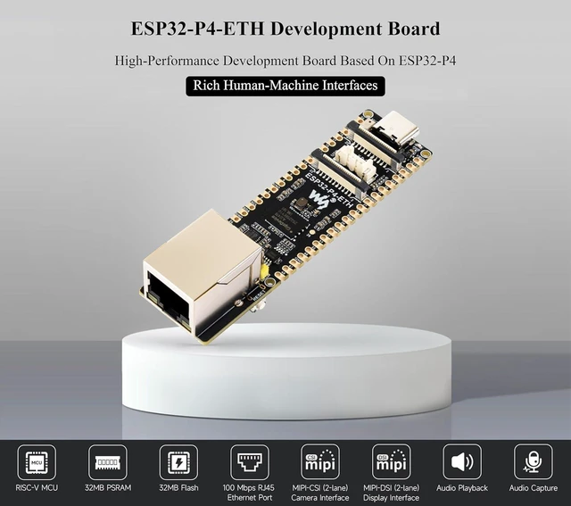 Alt view image 3 of 7 - AI ESP32-P4-ETH Development Board, Based On ESP32-P4, with 100 Mbps RJ45 Etherne