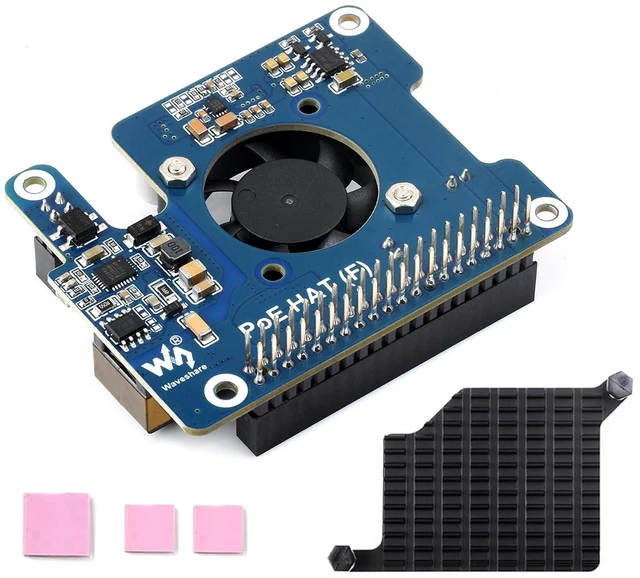 Main image of POE HAT Board Compatible with Raspberry Pi 5, Power Over Ethernet HAT with Cooli