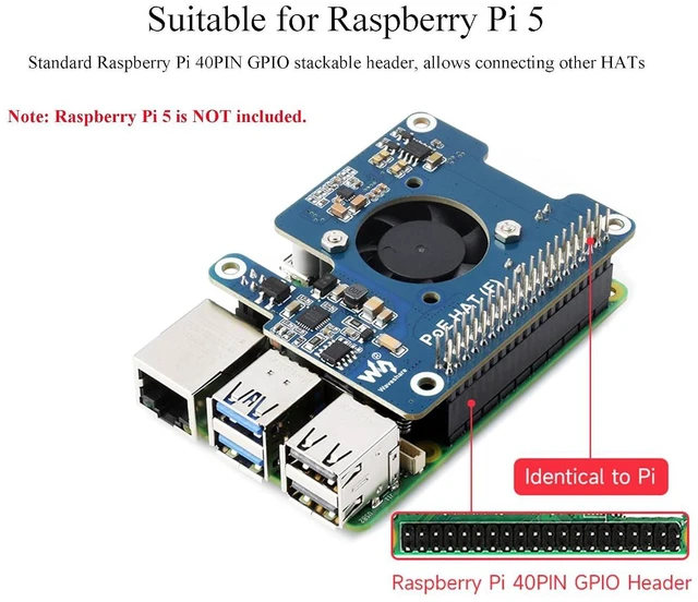 Alt view image 3 of 7 - POE HAT Board for Raspberry Pi 5, Power Over Ethernet HAT(POE) with Onboard Cool