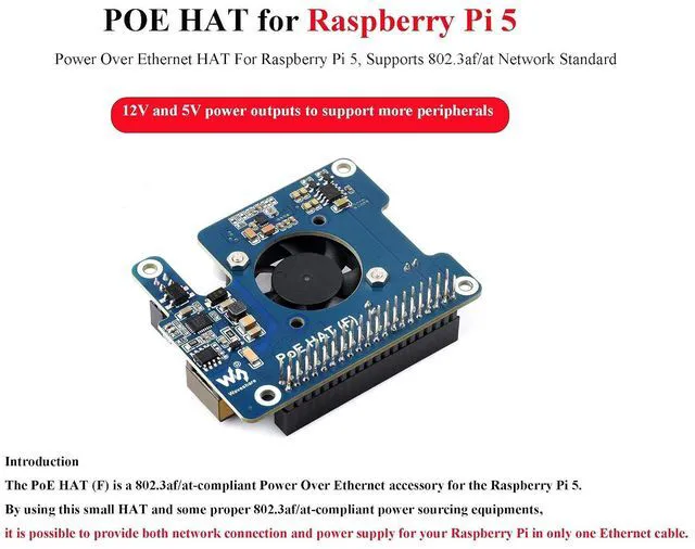 Alt view image 2 of 7 - POE HAT Board for Raspberry Pi 5, Power Over Ethernet HAT(POE) with Onboard Cool