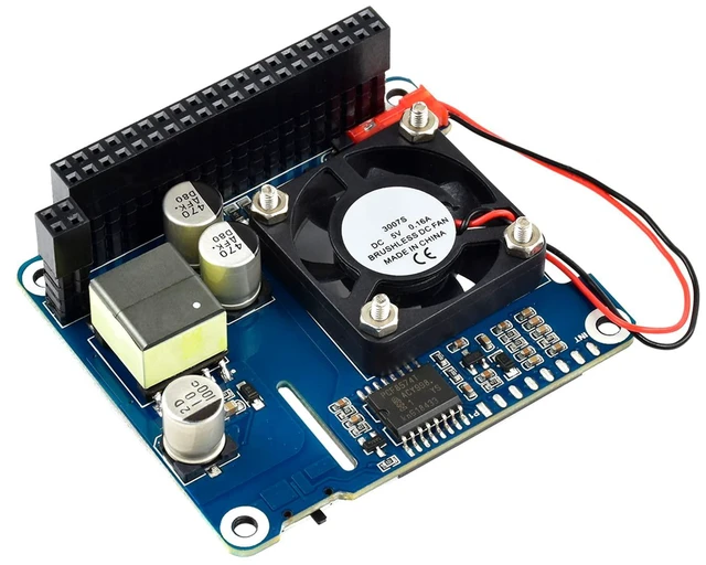 Alt view image 2 of 7 - Power Over Ethernet HAT (B) for Raspberry Pi 3 Model B+ / Raspberry Pi 4 Model B