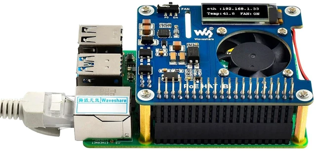 Alt view image 3 of 7 - Power Over Ethernet HAT (B) for Raspberry Pi 3 Model B+ / Raspberry Pi 4 Model B