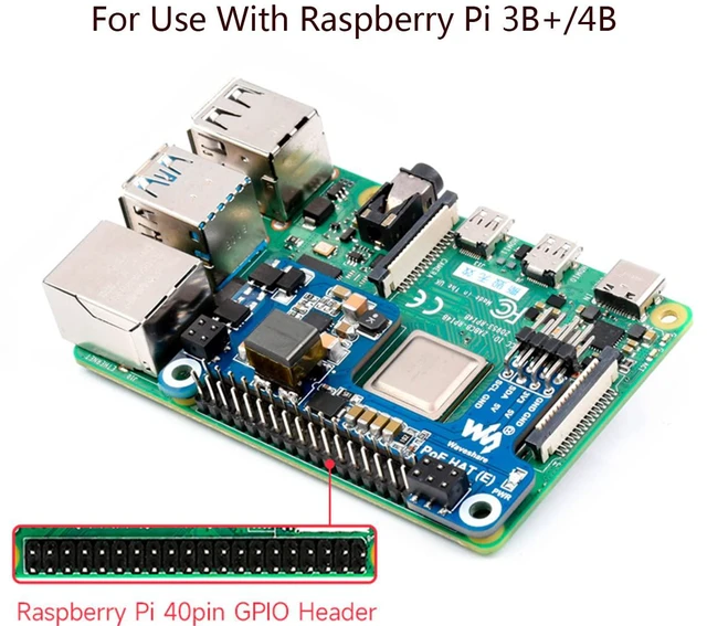 Alt view image 3 of 7 - Power Over Ethernet HAT (E) for Raspberry Pi 4B/3B+, IEEE 802.3af-Compliant, Sup