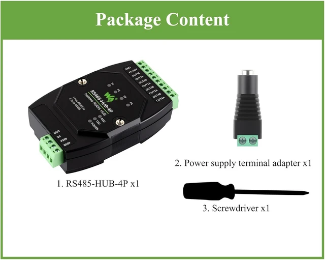Alt view image 7 of 7 - Industrial Isolated 4-CH RS485 Hub, Expands 4-CH RS485 Sub Ports Via 1-CH RS485