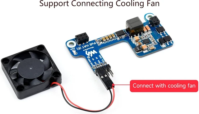Alt view image 6 of 7 - Power Over Ethernet HAT (E) for Raspberry Pi 4B/3B+, IEEE 802.3af-Compliant, Sup