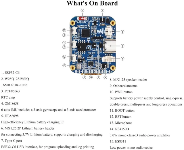 Alt view image 7 of 7 - ESP32-C6 1.69inch LCD Development Board, ESP32 with Display 240×280 Pixels, Supp