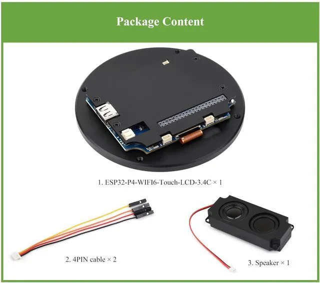 Alt view image 2 of 7 - ESP32-P4 3.4inch WIFI6 Round Touch Display Development Board, 800 x 800, Toughen