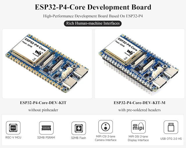 Alt view image 2 of 6 - ESP32-P4-Core Dev Board, USB OTG 2.0 HS,MIPICSI/DSI,SPI,I2C Rich Interface