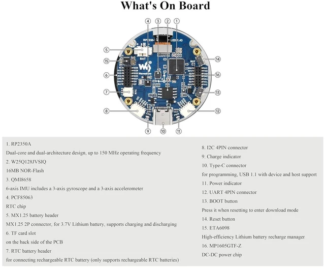 Alt view image 7 of 7 - RP2350 1.43inch AMOLED Touch Display Development Board, 466x466, SPI Interface R