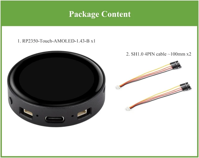 Alt view image 2 of 7 - RP2350 1.43inch AMOLED Touch Display Development Board, 466x466, SPI Interface R