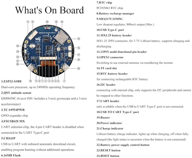Alt view image 7 of 7 - ESP32-S3 with 2.1inch Capacitive Touch Round Display Development Board, 480x480,