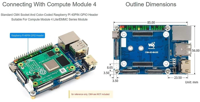Alt view image 4 of 7 - for Raspberry Pi Compute Module 4,Mini Base Board (B) with Real-Time Clock and R