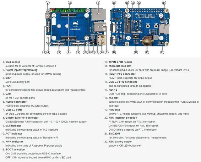 Alt view image 6 of 7 - for Raspberry Pi Compute Module 4,Mini Base Board (B) with Real-Time Clock and R