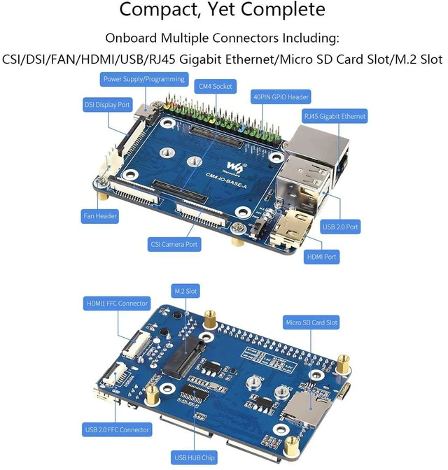 Alt view image 4 of 7 - for Raspberry Pi Compute Module 4,Mini Base Board (A) with Standard CM4 Socket a