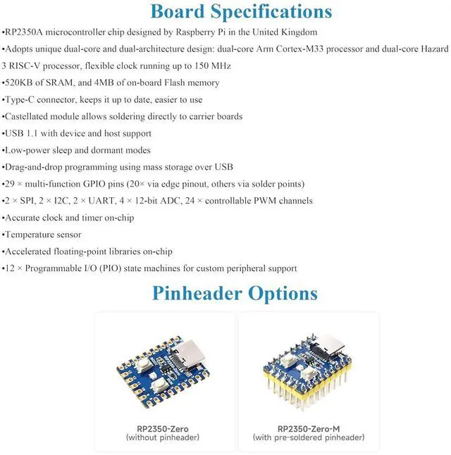 Alt view image 3 of 7 - RP2350-Zero Mini Development Board, RP2350 MCU Board Based On RPi Dual-Core&Dual
