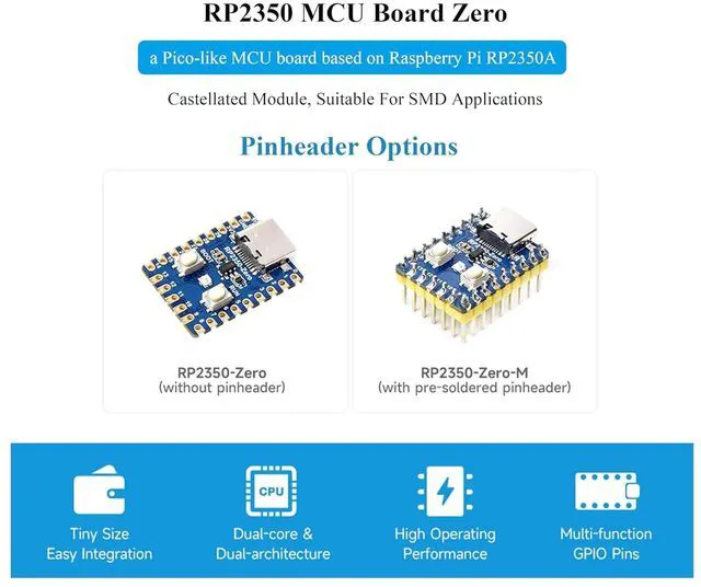 Alt view image 2 of 7 - RP2350-Zero Mini Development Board, RP2350 MCU Board Based On RPi Dual-Core&Dual