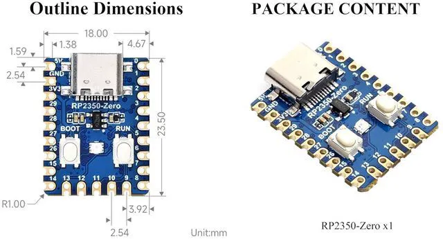 Alt view image 7 of 7 - RP2350-Zero Mini Development Board, RP2350 MCU Board Based On RPi Dual-Core&Dual