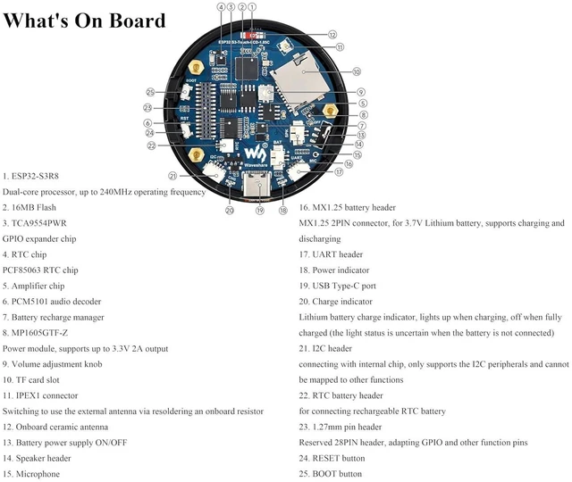 Alt view image 6 of 7 - ESP32-S3 1.85inch Round Touch LCD Development Board, 360x360, Supports Wi-Fi & B